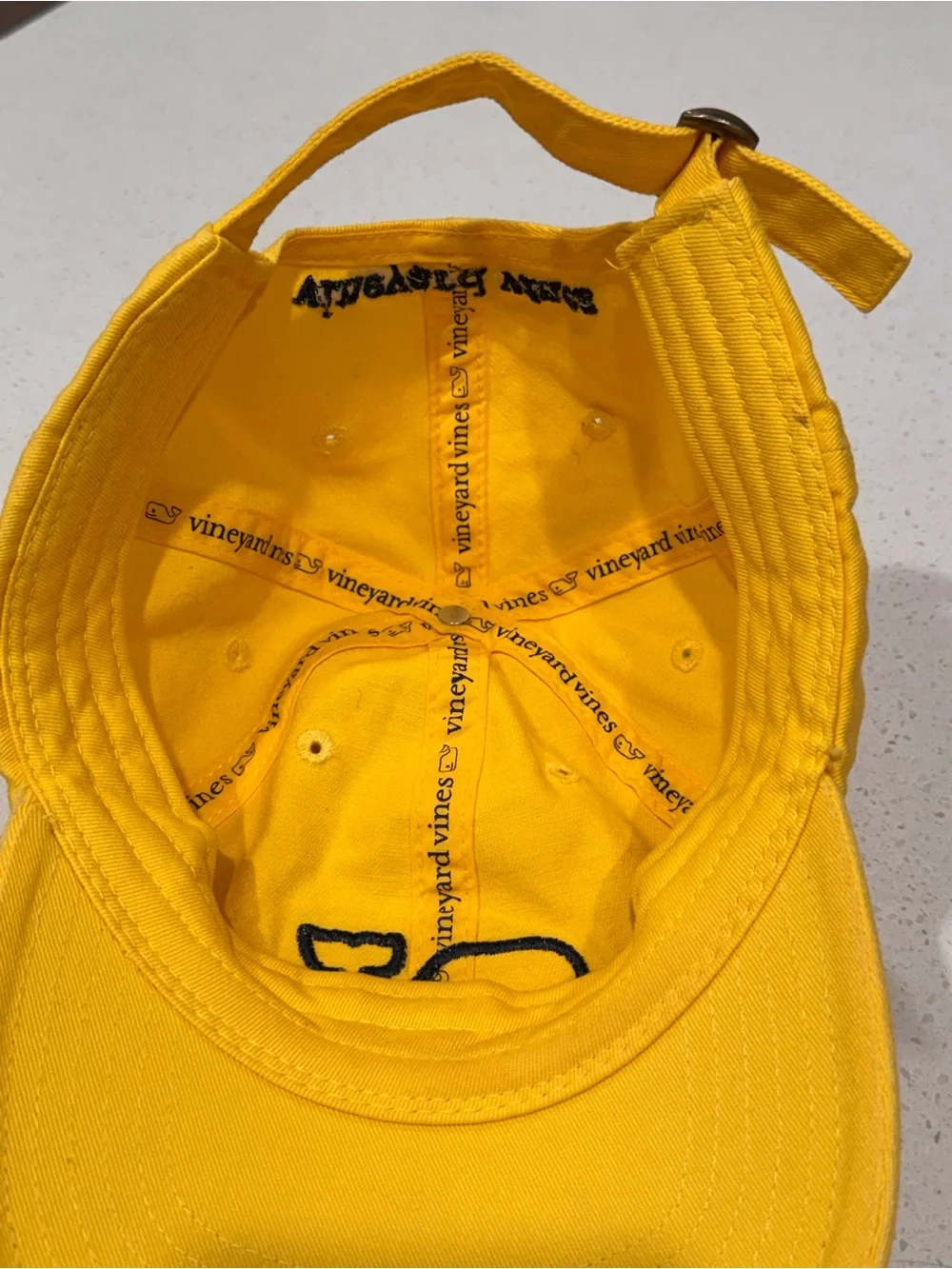 Vineyard Vines Yellow Gingham Whale Embroidered Baseball Cap Dad Hat OSFA